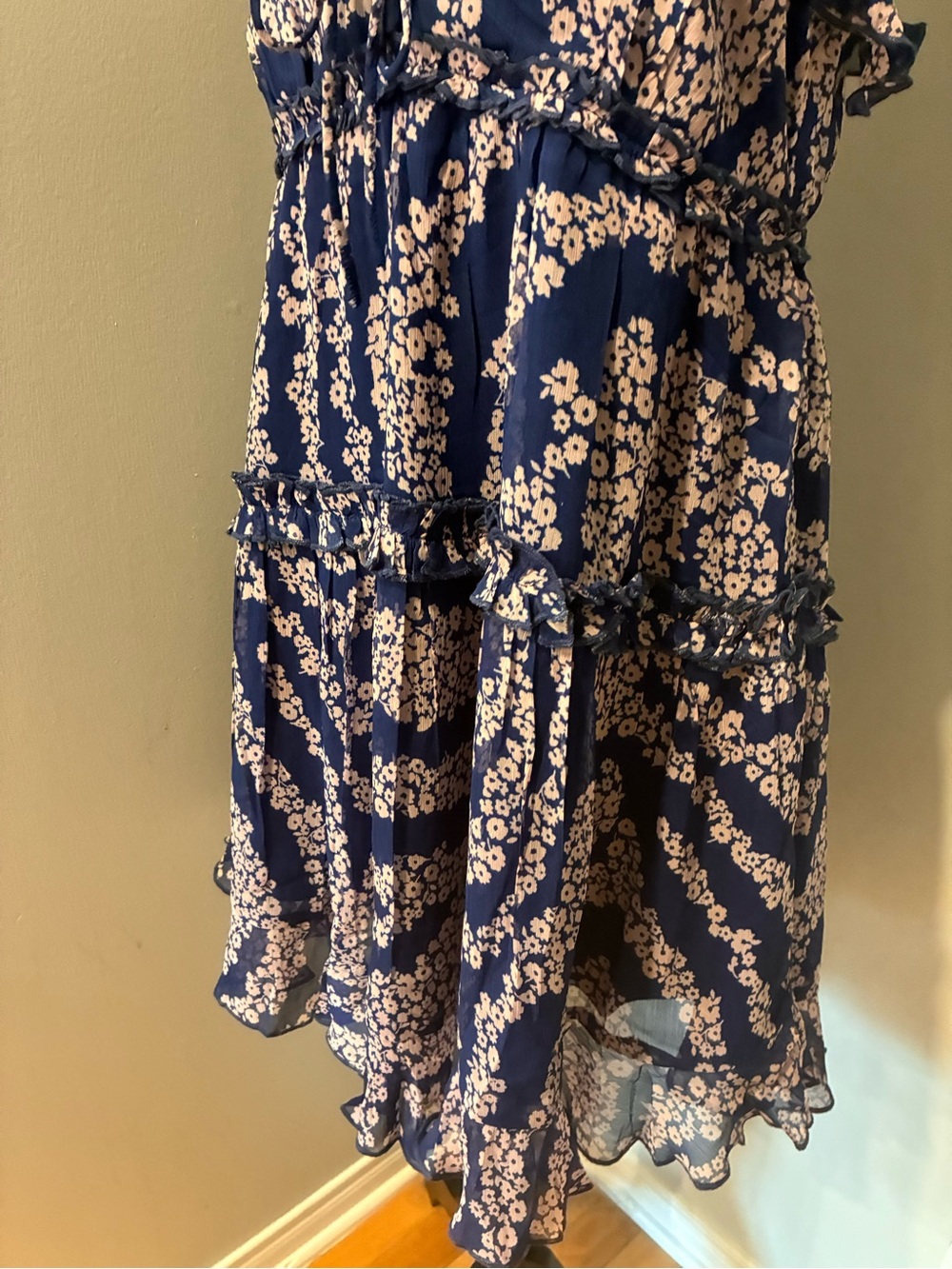 Patrons of Peace Navy Blue Floral Ruffle Mini Dress - Picture 4 of 8